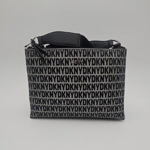 DKNY Black and Gray Logo Handbag